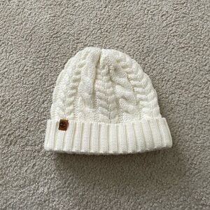 Timberland White Cable Knit Beanie
